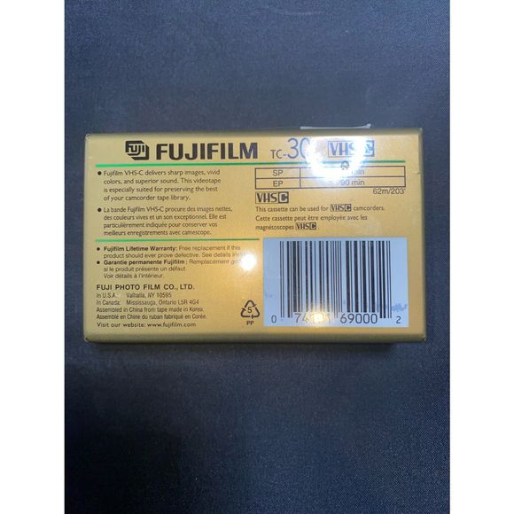 Fuji Film VHS-C TC-30 Premium Quality Video Cassette NEW SEALED - Picture 3 of 4